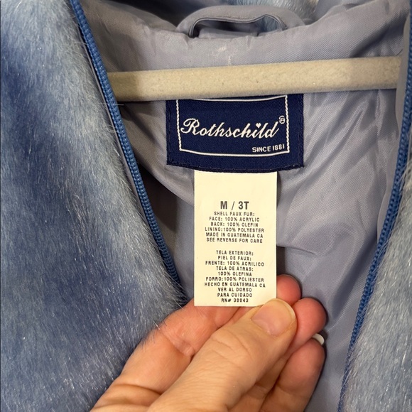 ROTHSCHILD BEAUTIFUL BLUE FAUX FUR HOODED JACKET 3T - Picture 8 of 8